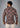 Model showcasing the intricate back detail of oxcloth's Outback Brown Floral muscle fit shirt for men